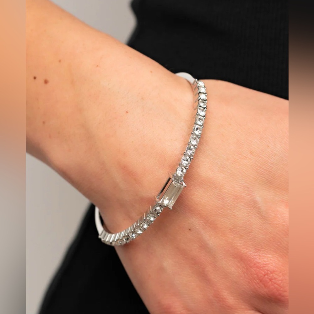 NEW Party Crashing White Gemstone Bangle Bracelet